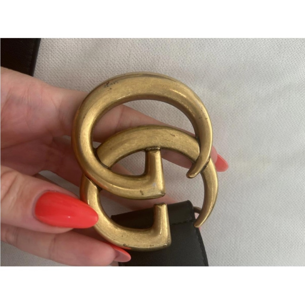 Gucci Black Leather Belt with Gold Buckle - Picture 4 of 4